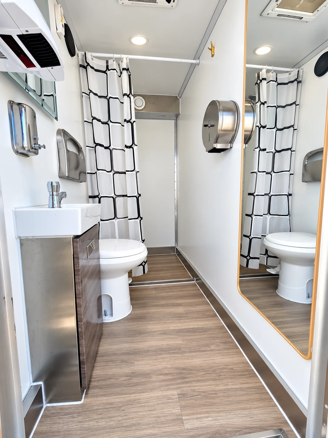 13ft Luxury Shower-Restroom Combo (3 Stalls) interior and equipment