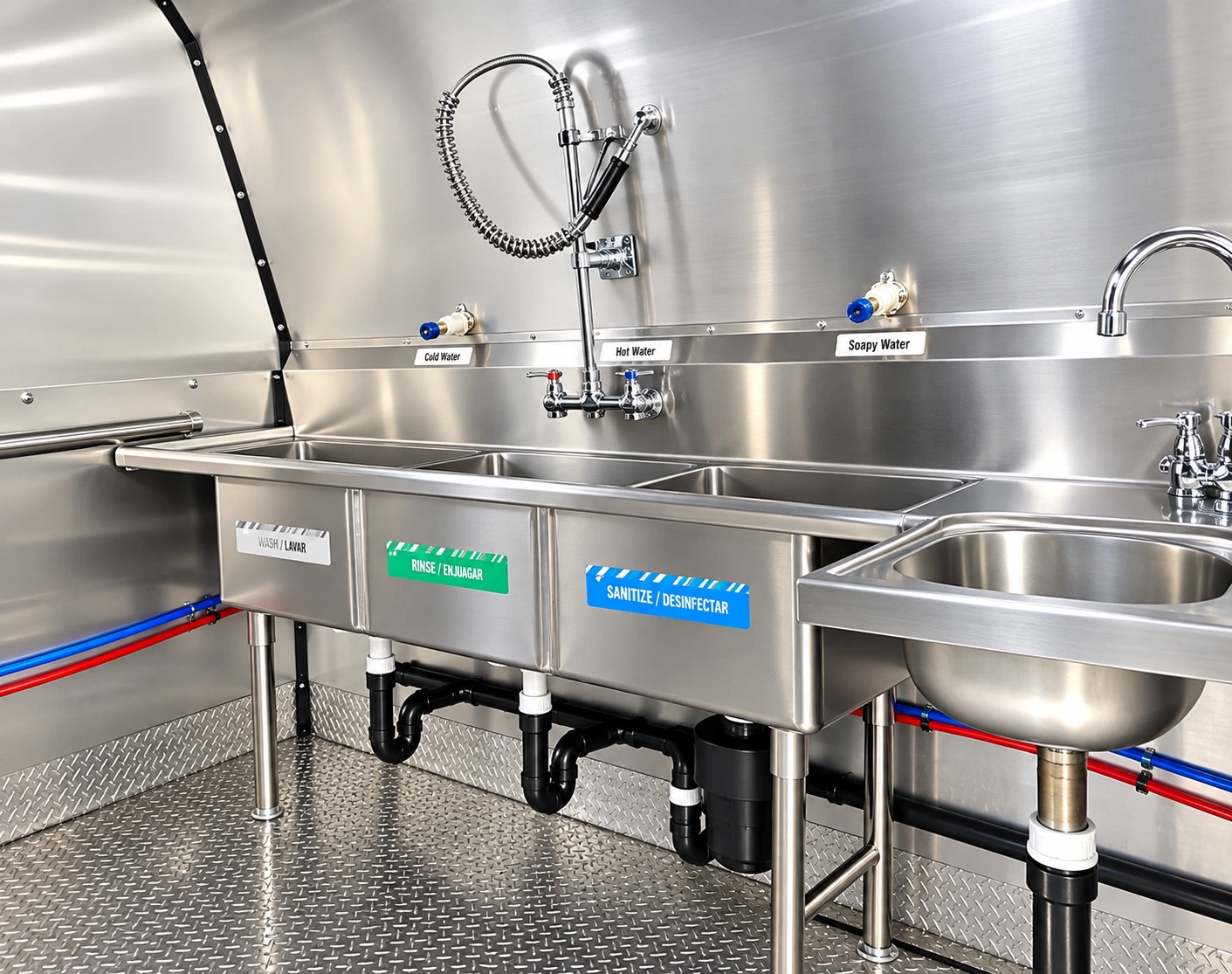 22–26ft Low-Temp Dish Trailer interior and equipment