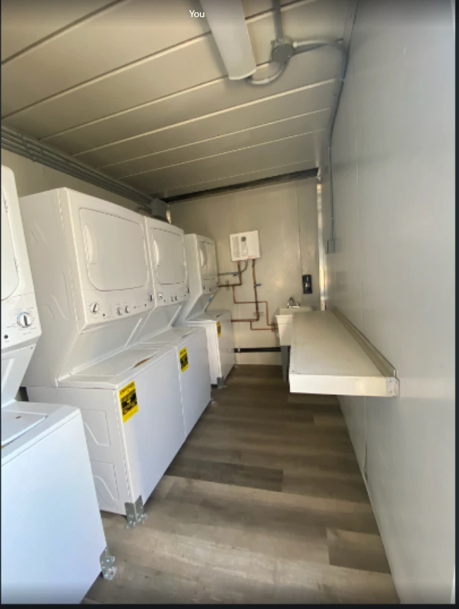 20ft Laundry Container interior and equipment