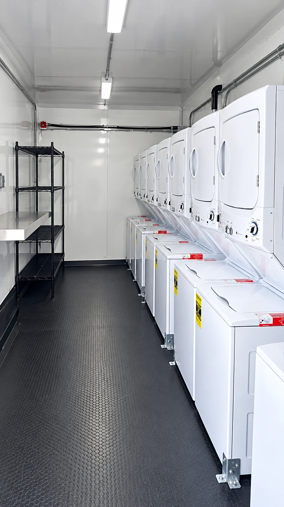 Laundry trailer with commercial washers for Boardman crews
